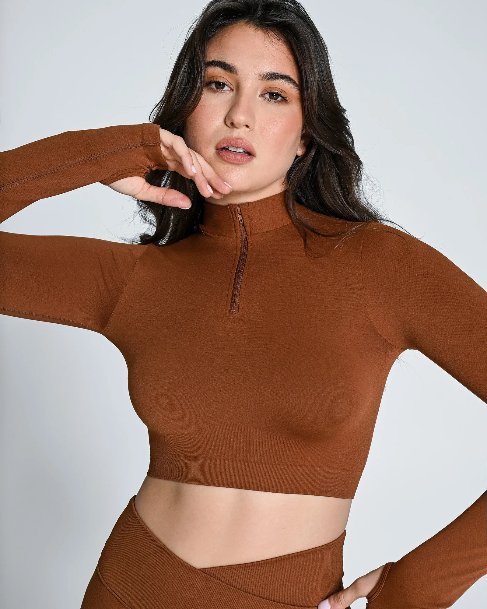 Seamless Half Zip Long Sleeve Top