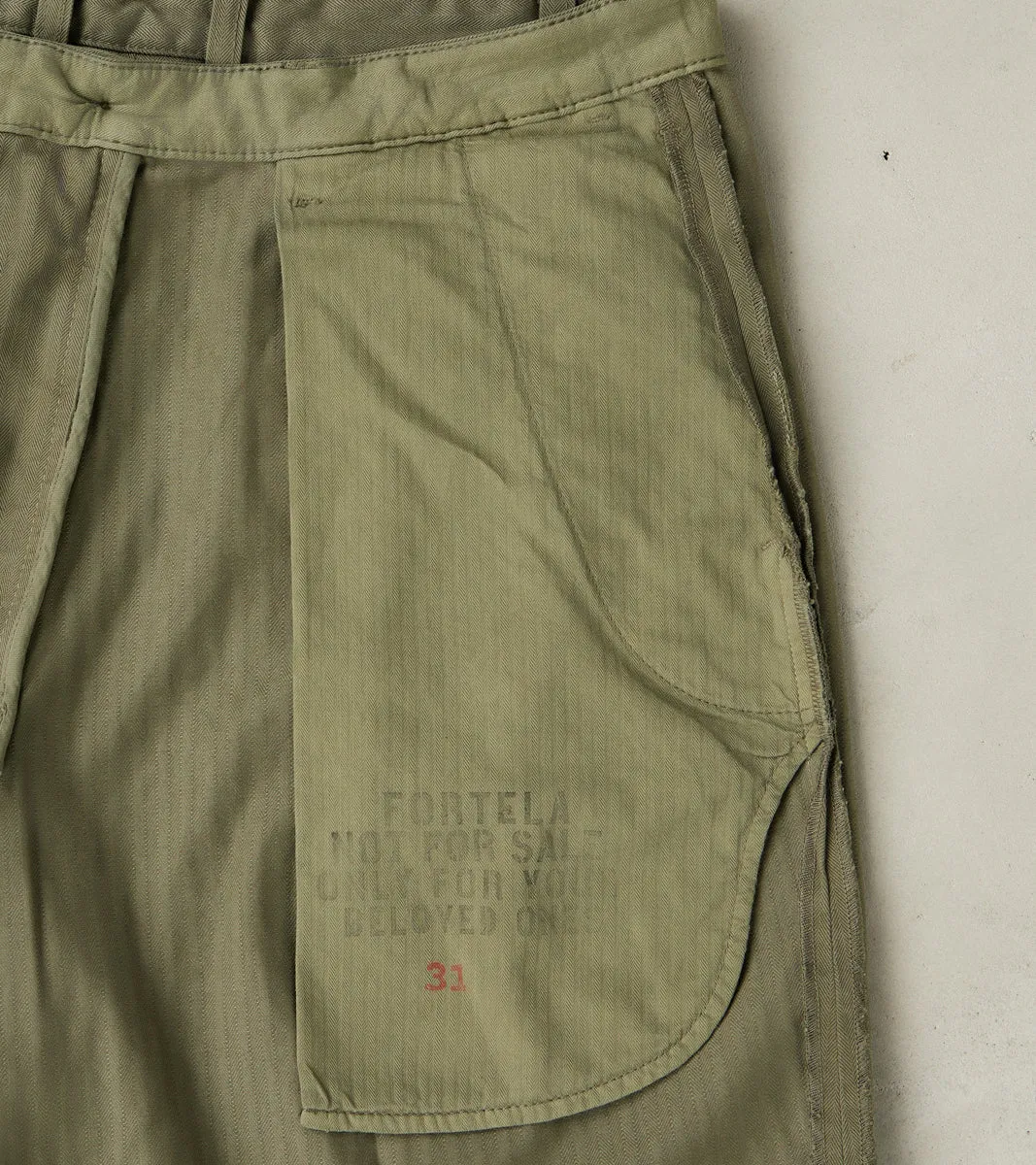 Seattle Pleated Trouser - Green Herringbone Twill