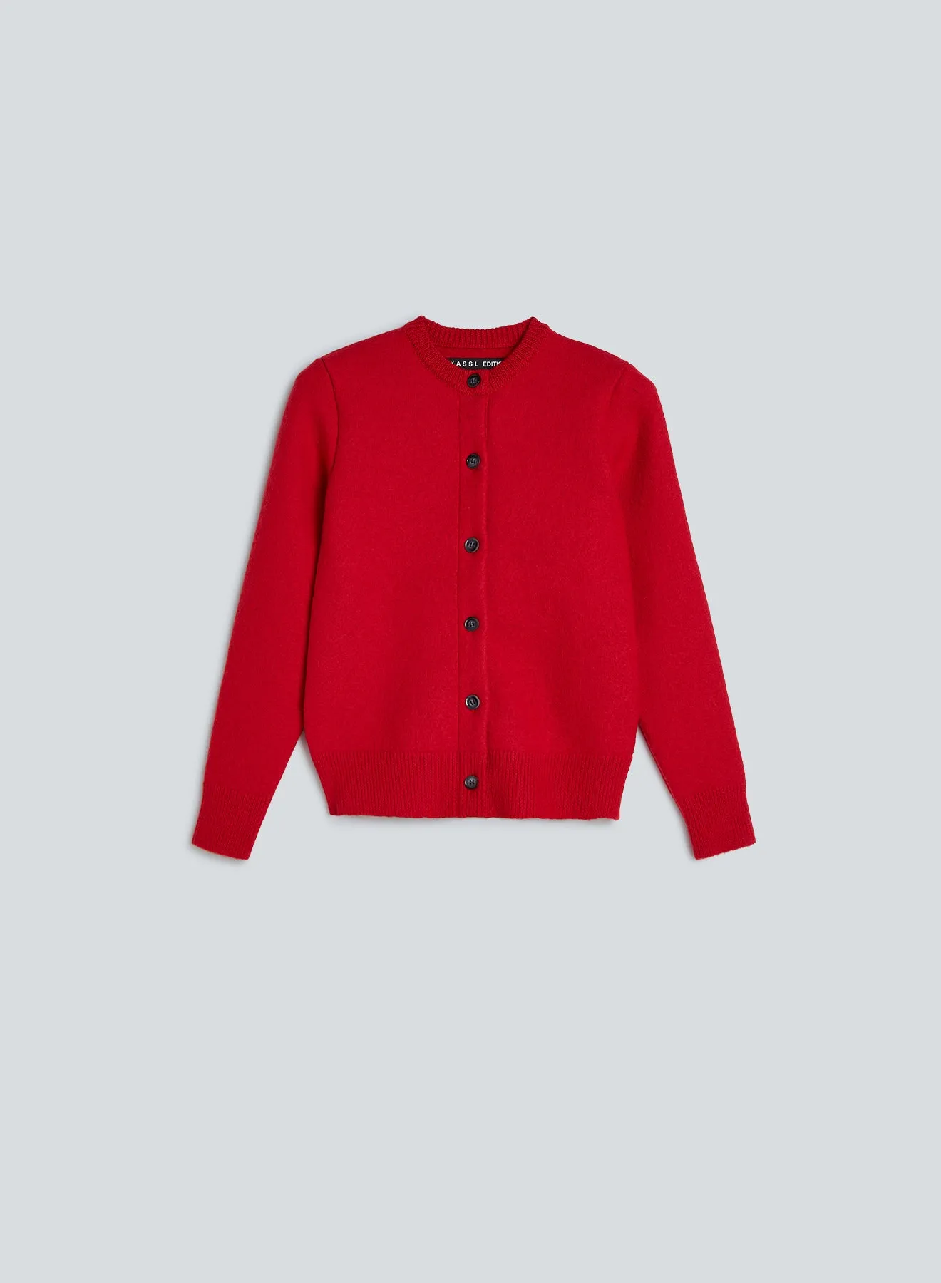 Slim cardigan boiled wool | red