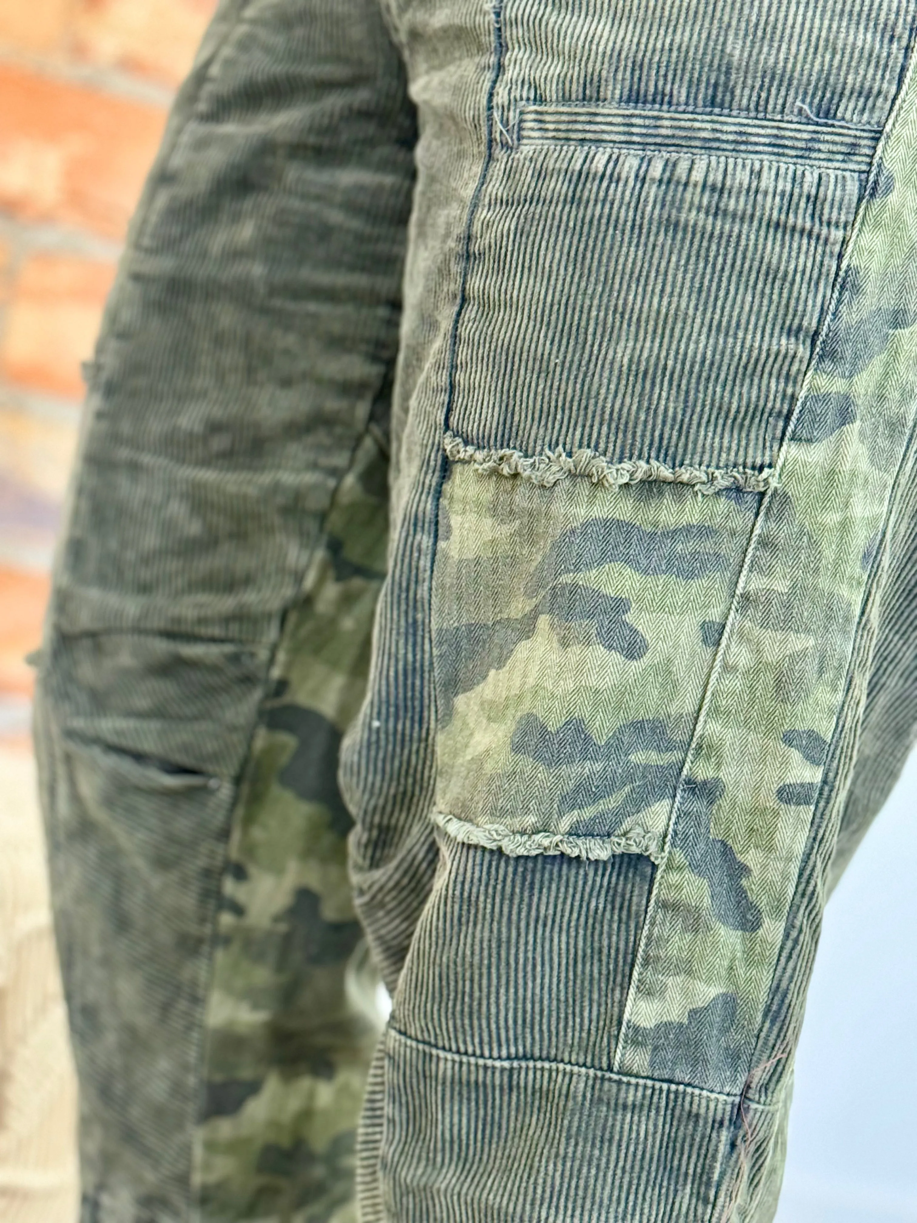 Slouchy Corduroy Camo Colorblock Pants