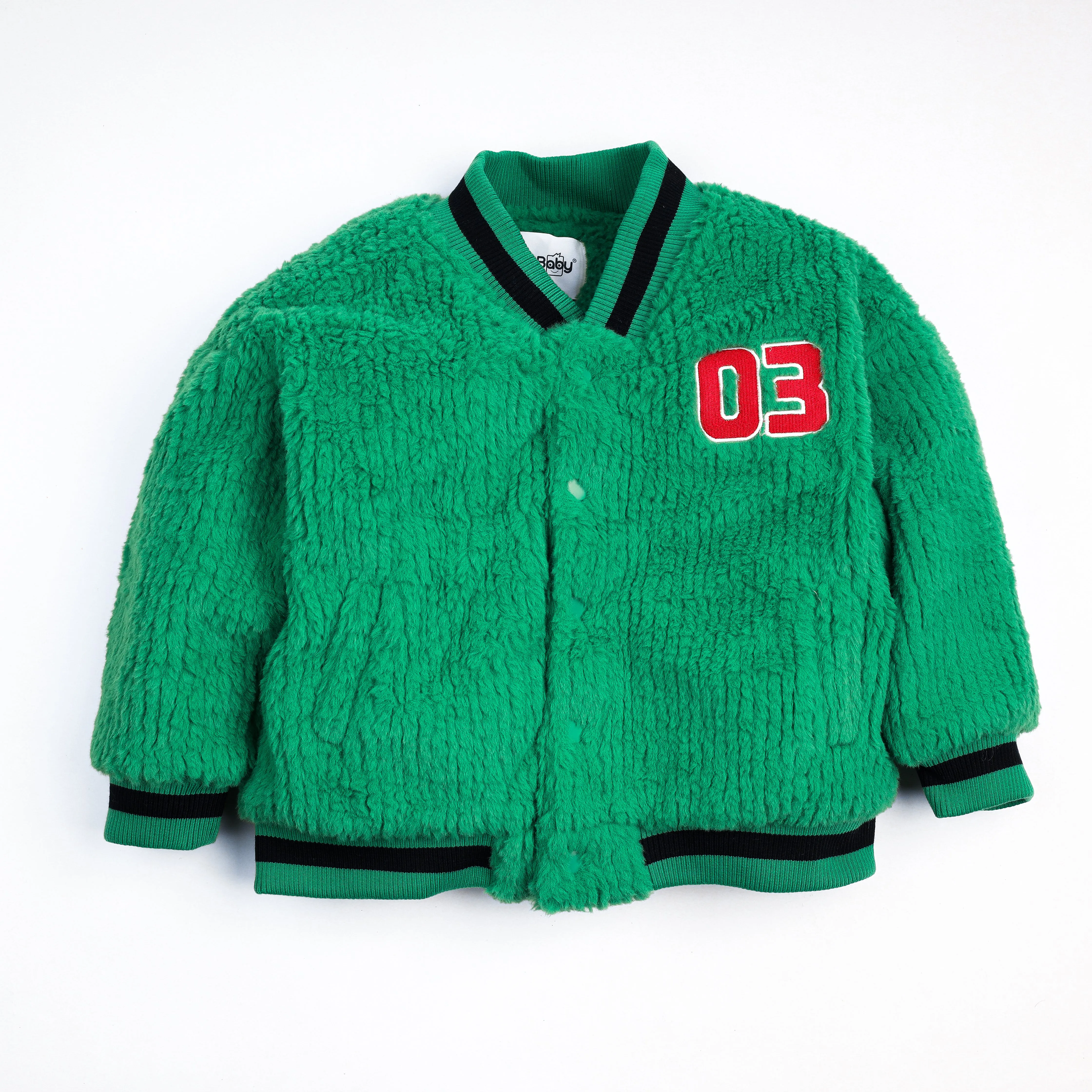 Sporty Green Fur Jacket for Boys 7167