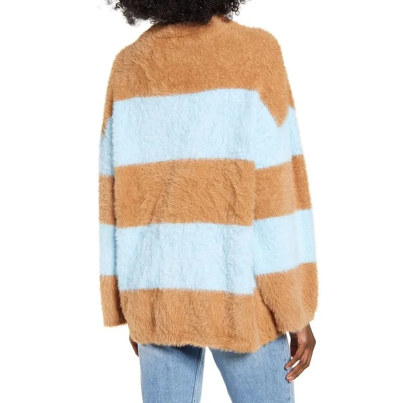 Striped Patterned Oversize Sweater Top