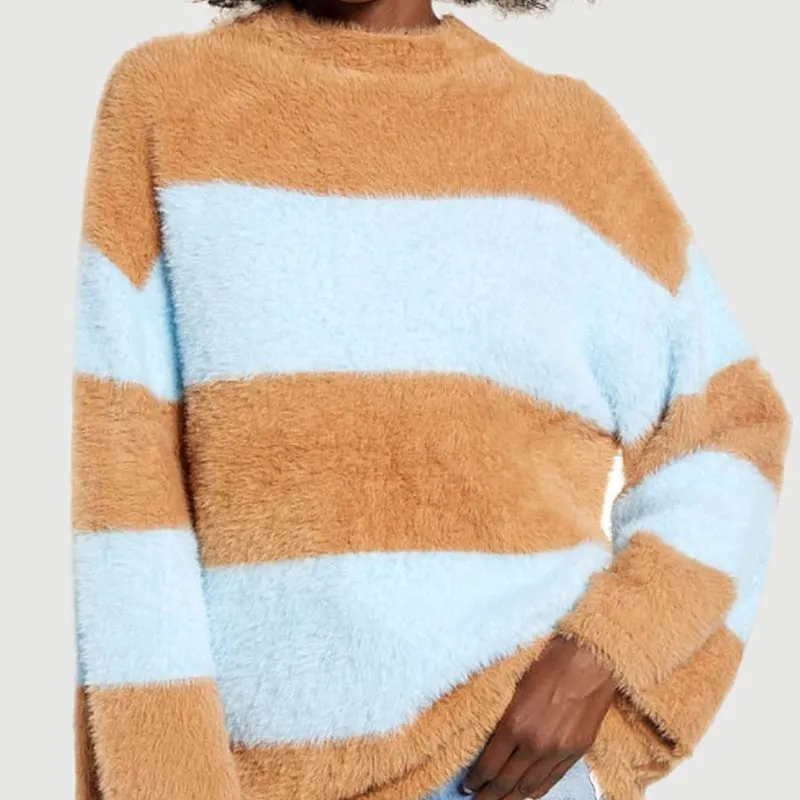 Striped Patterned Oversize Sweater Top