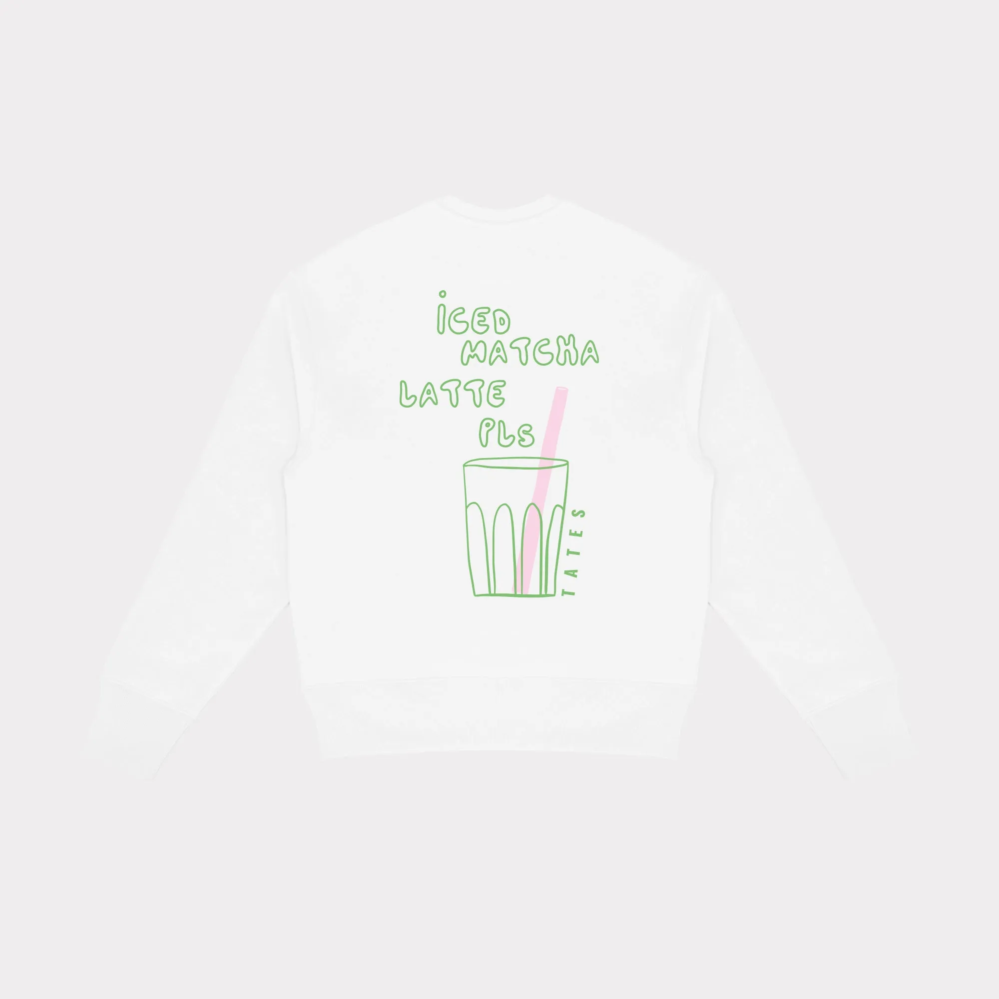 Sweater (Oversized) mit "Iced matcha latte pls" Motiv