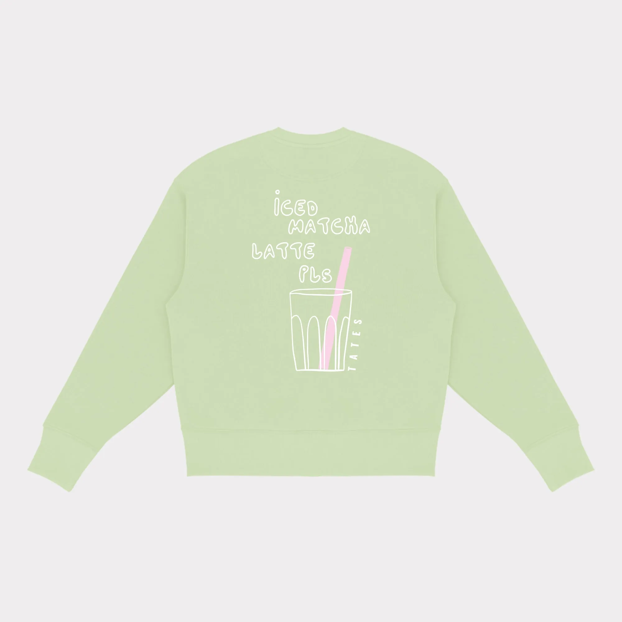 Sweater (Oversized) mit "Iced matcha latte pls" Motiv