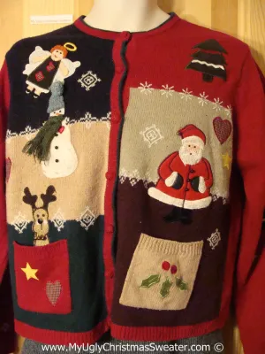 Tacky Christmas Sweater Crafty Patchwork Angel (f1250)