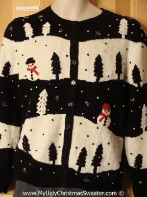 Tacky Christmas Sweater Trees and Snowmen (f1258)