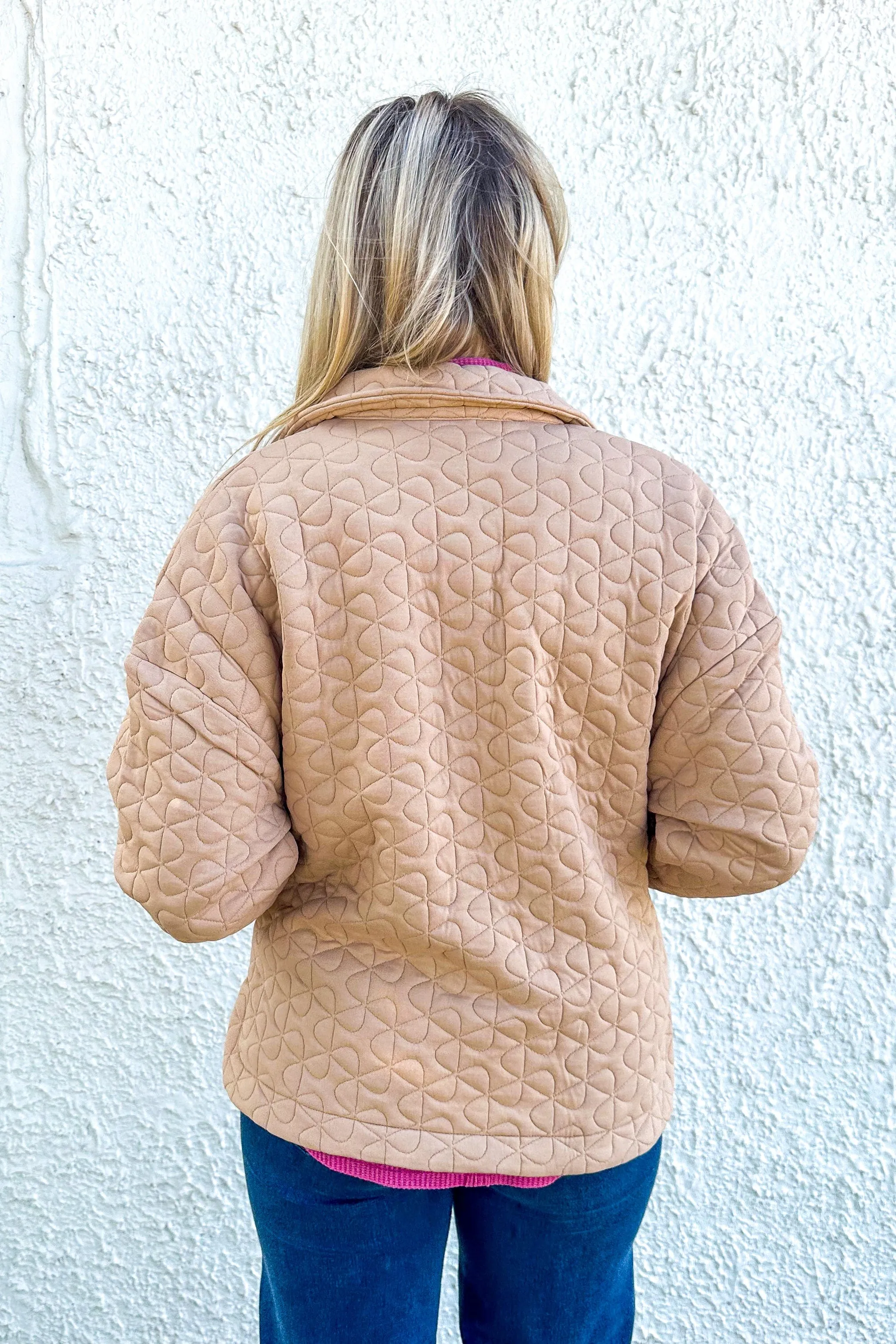 Taupe Textured Metal Button Up Jacket