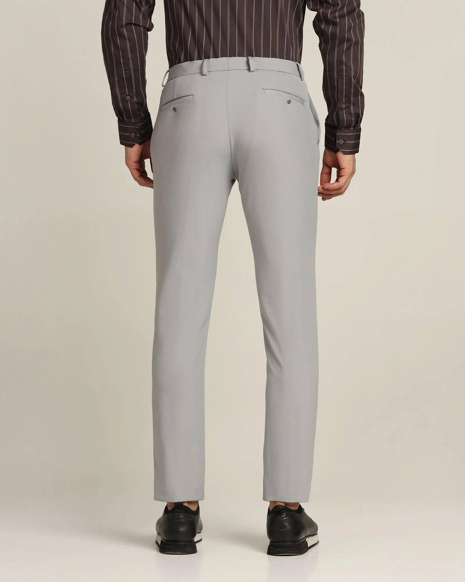 TechPro Slim Fit B-91 Formal Light Grey Solid Trouser - Kinley