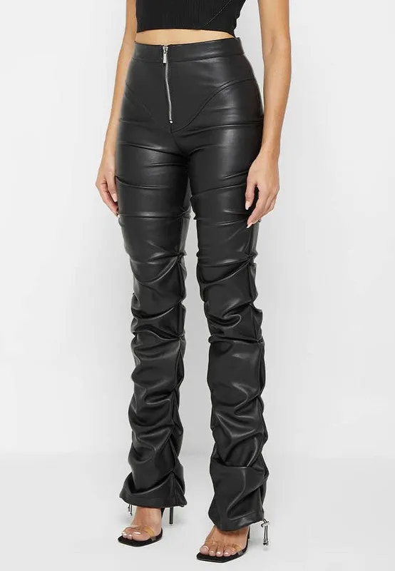 TEEK - Black Zip Frint Folds Pants