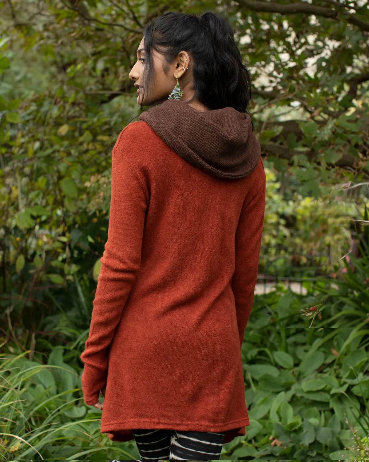 Thea Cowl Neck Hooded Cardigan Jacket Sienna