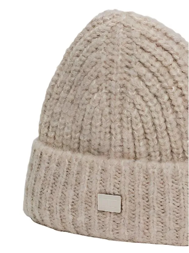 Tommy Hilfiger Womens City Chunky Knit Beanie With Wool Drifty Dunes