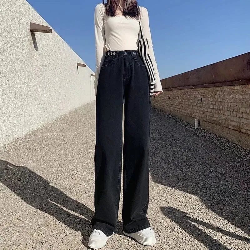 Troo High Waist Denim Straight Pants