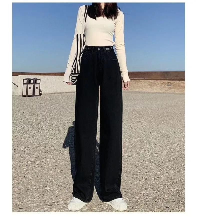 Troo High Waist Denim Straight Pants