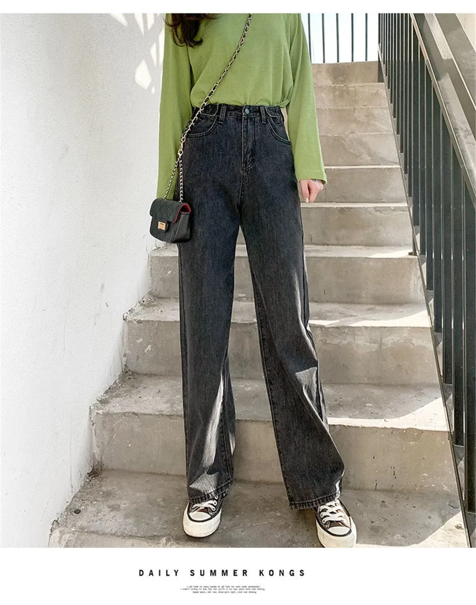 Troo High Waist Denim Straight Pants