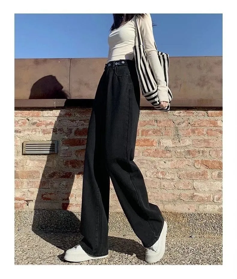 Troo High Waist Denim Straight Pants