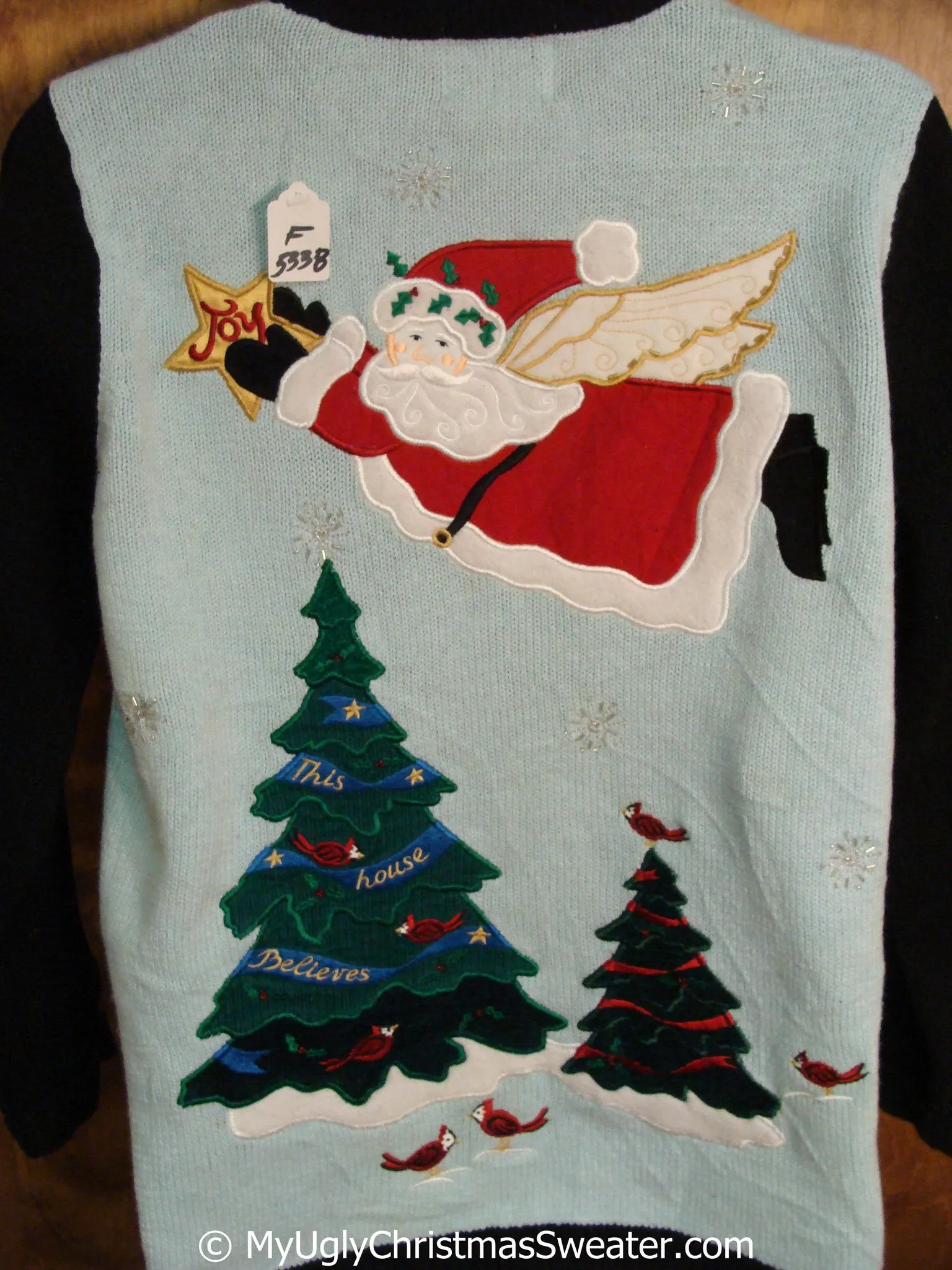 Two Sided Santa and Reindeer Tacky Christmas Sweater