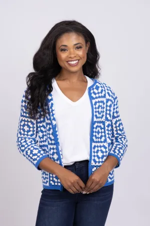 tyler boe Crochet Cardigan in Blue Bell