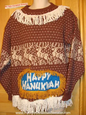 Ugly Christmas Sweater Party Hanukkah Sweater (j157)