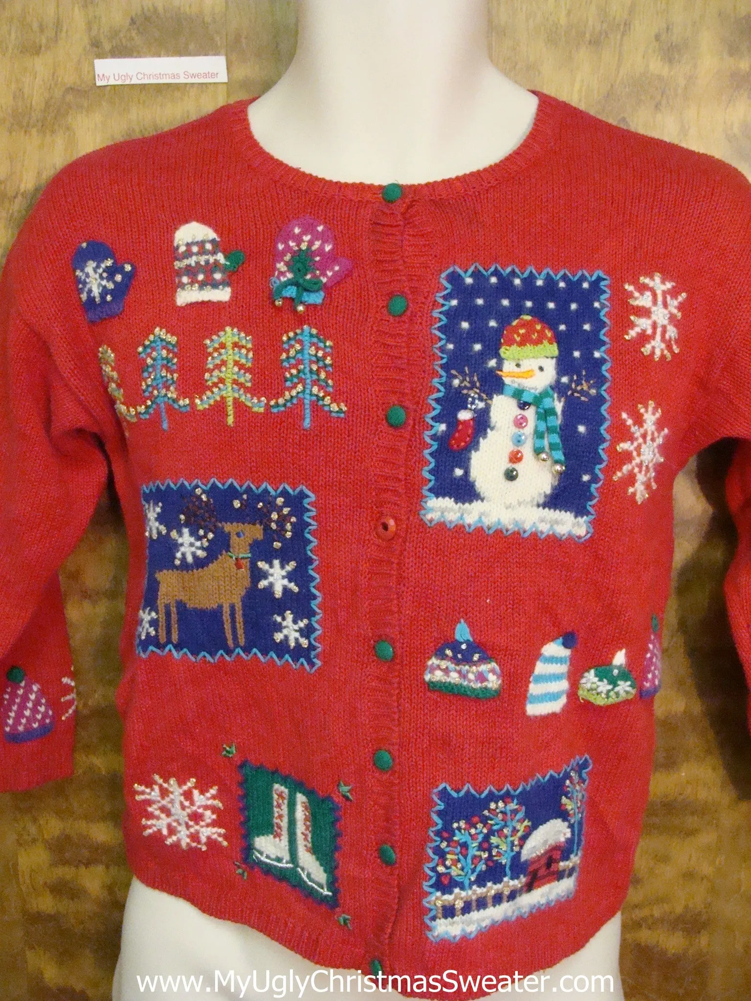 Ugly Red Two Sided Christmas Sweater Cardigan