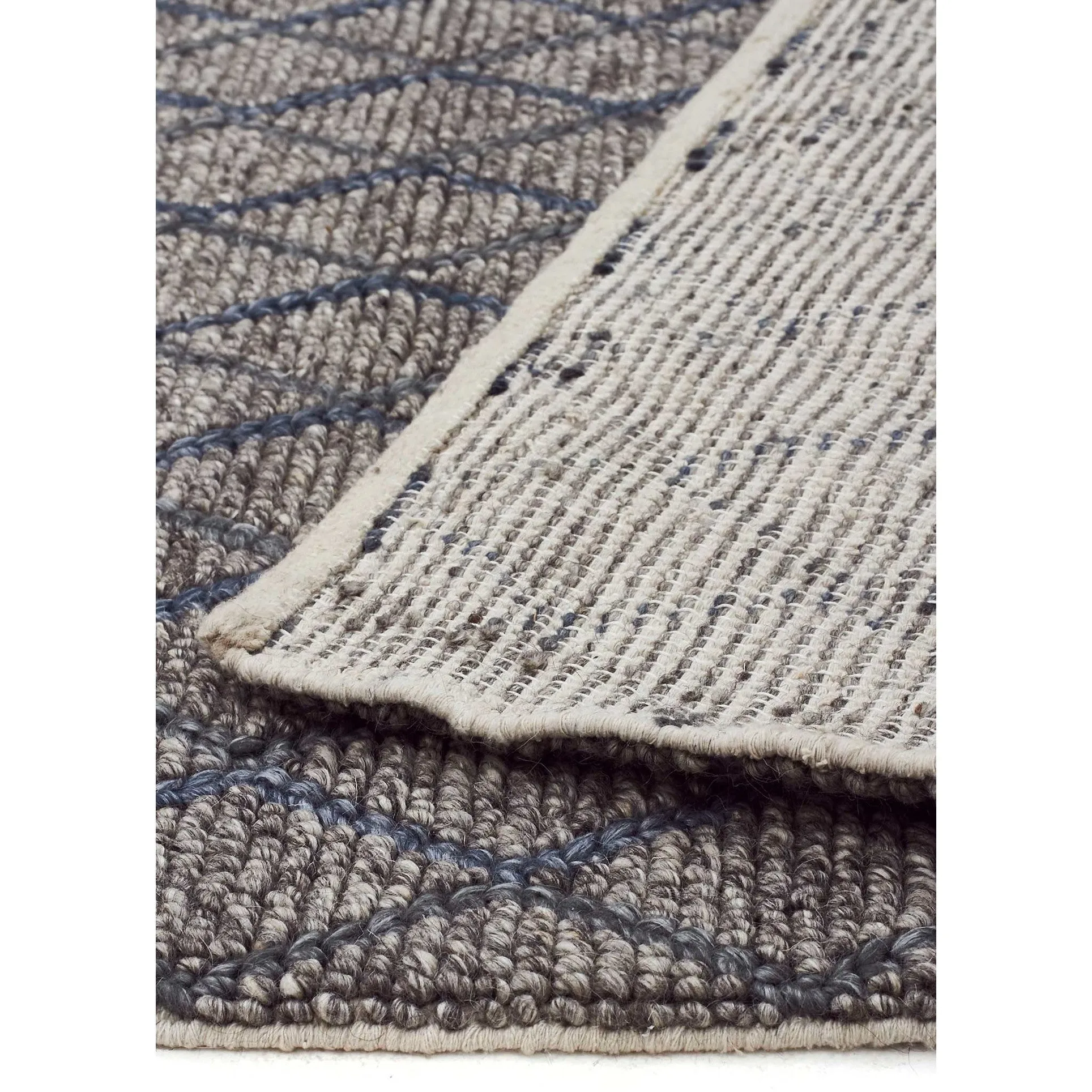 Urban Blue Chunky Knit 15mm Pile Wool Blend Rug