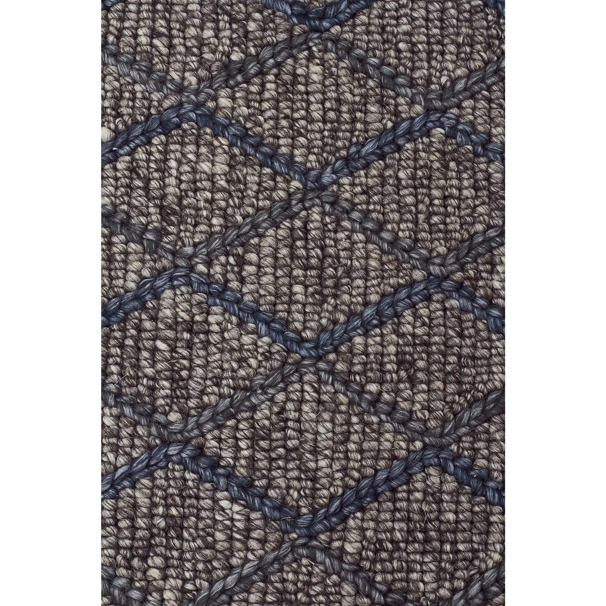 Urban Blue Chunky Knit 15mm Pile Wool Blend Rug