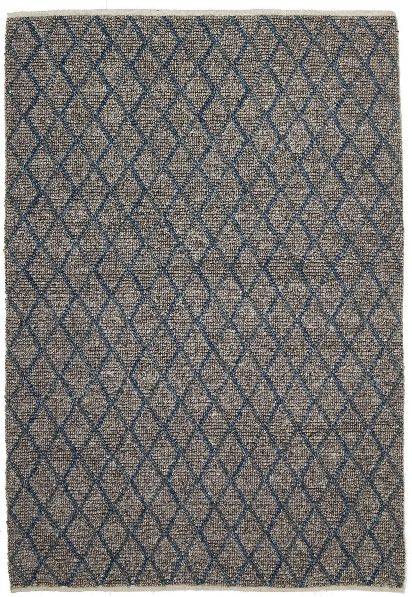 Urban Blue Chunky Knit 15mm Pile Wool Blend Rug