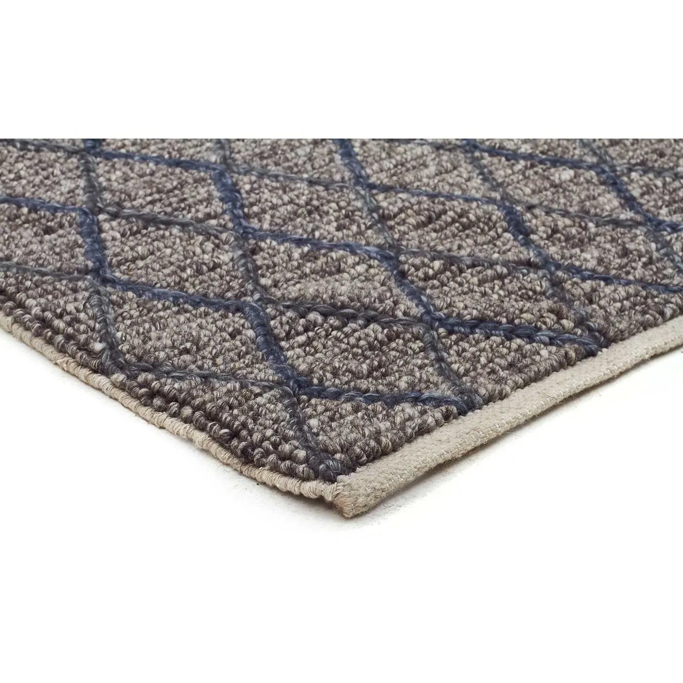 Urban Blue Chunky Knit 15mm Pile Wool Blend Rug