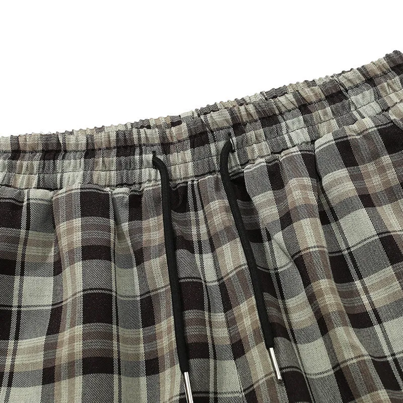 Vintage American Plaid Loose Casual Pants