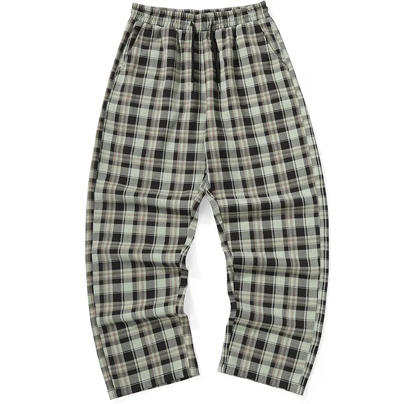 Vintage American Plaid Loose Casual Pants