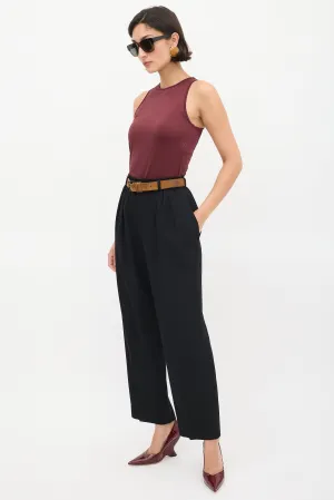 Vintage Black Tucked High Waist Trouser