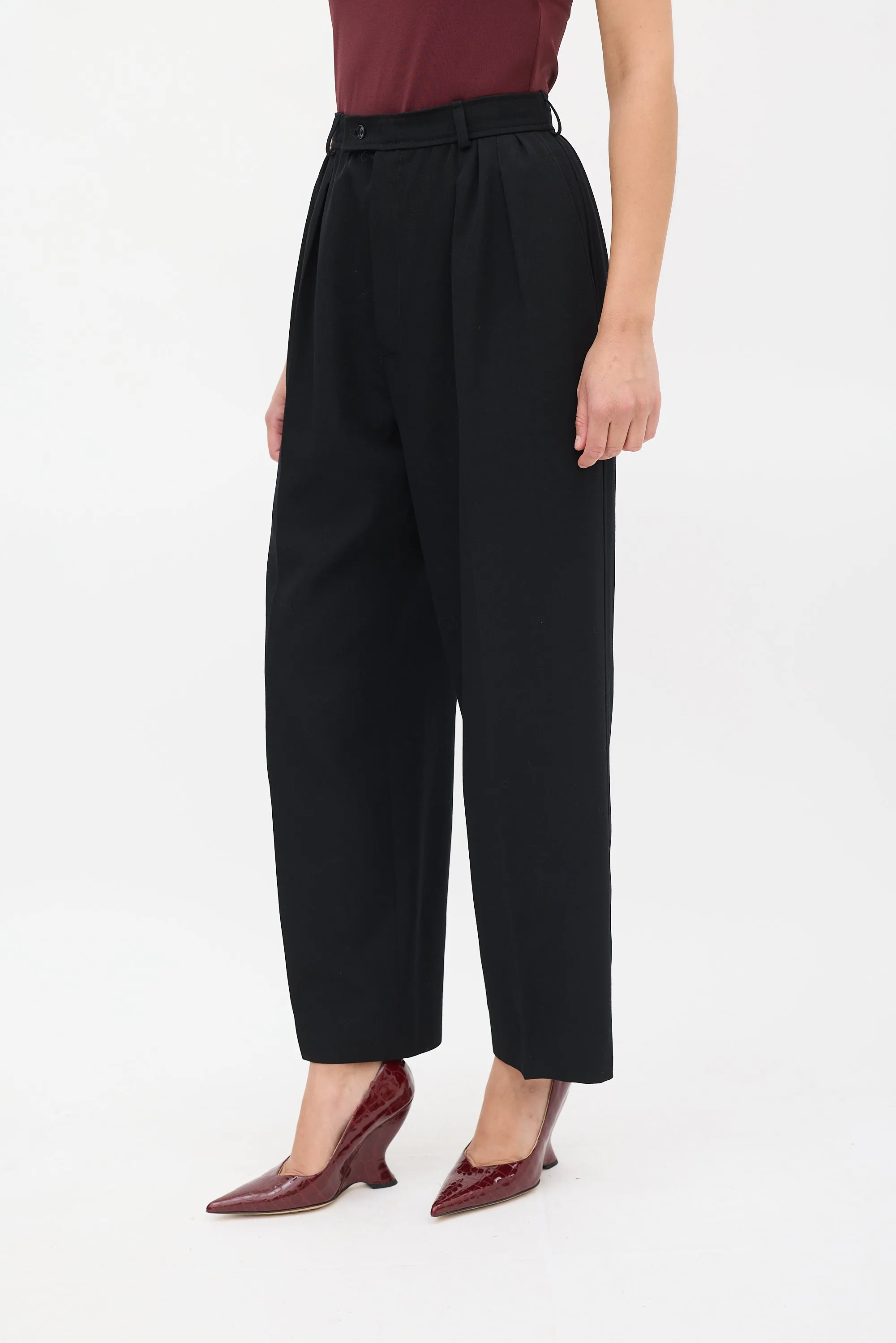 Vintage Black Tucked High Waist Trouser