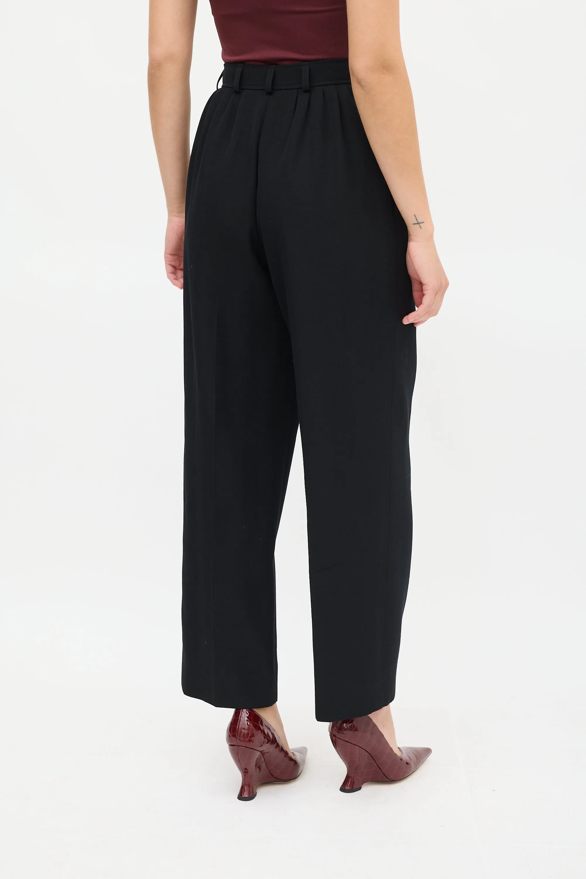 Vintage Black Tucked High Waist Trouser