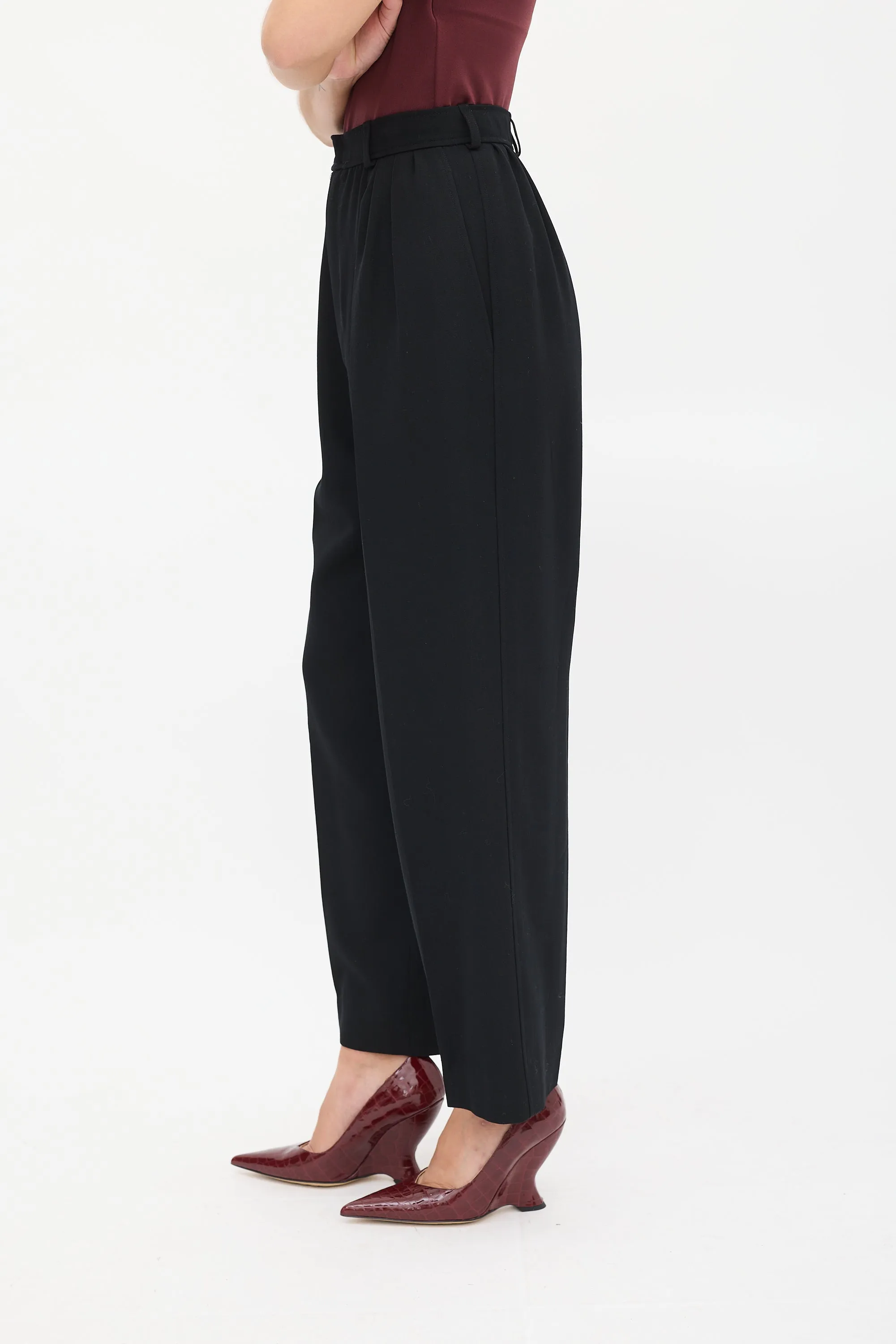 Vintage Black Tucked High Waist Trouser