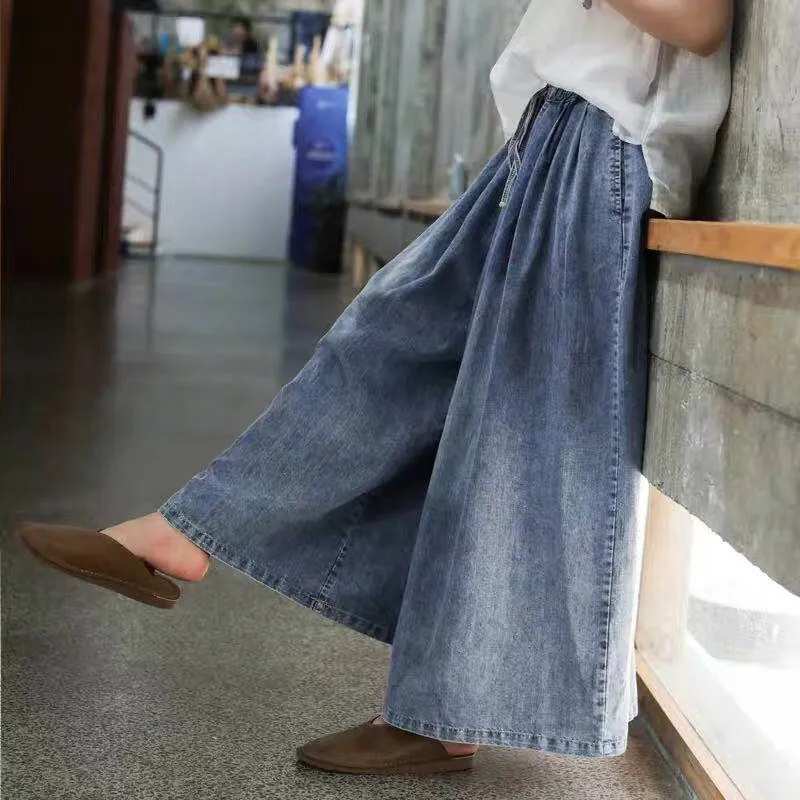 Vintage Loose Wide Leg Denim Jeans for Women | High Waist Casual Pants