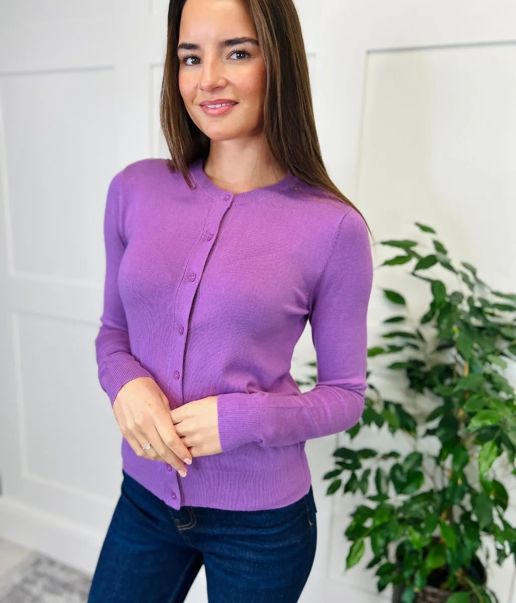 Violet Classic Round Neck Cardigan