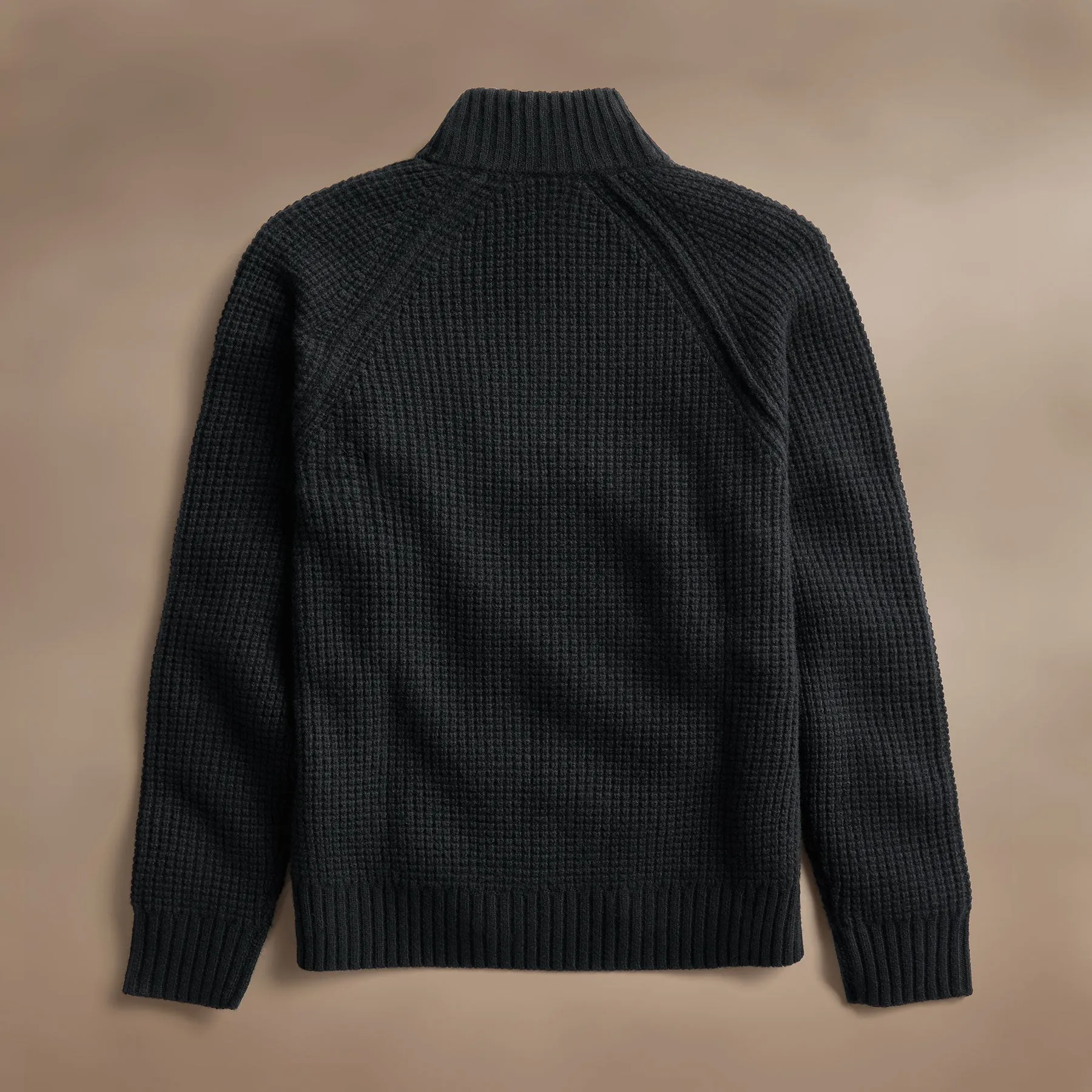 Waffle Knit Half Zip - Black