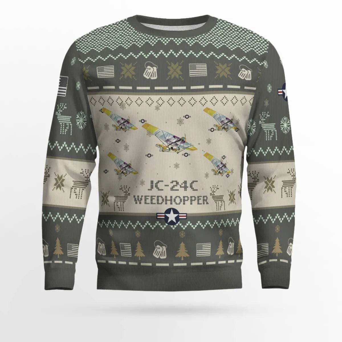 Weedhopper JC-24C JC24C_Aircraft Ugly Sweater, Ugly Sweater Christmas Shirt for Men Dad Veteran