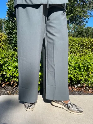 Wide Leg Pull-On Pants - Slate