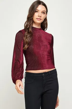 Winery Velvet Long Sleeve Top