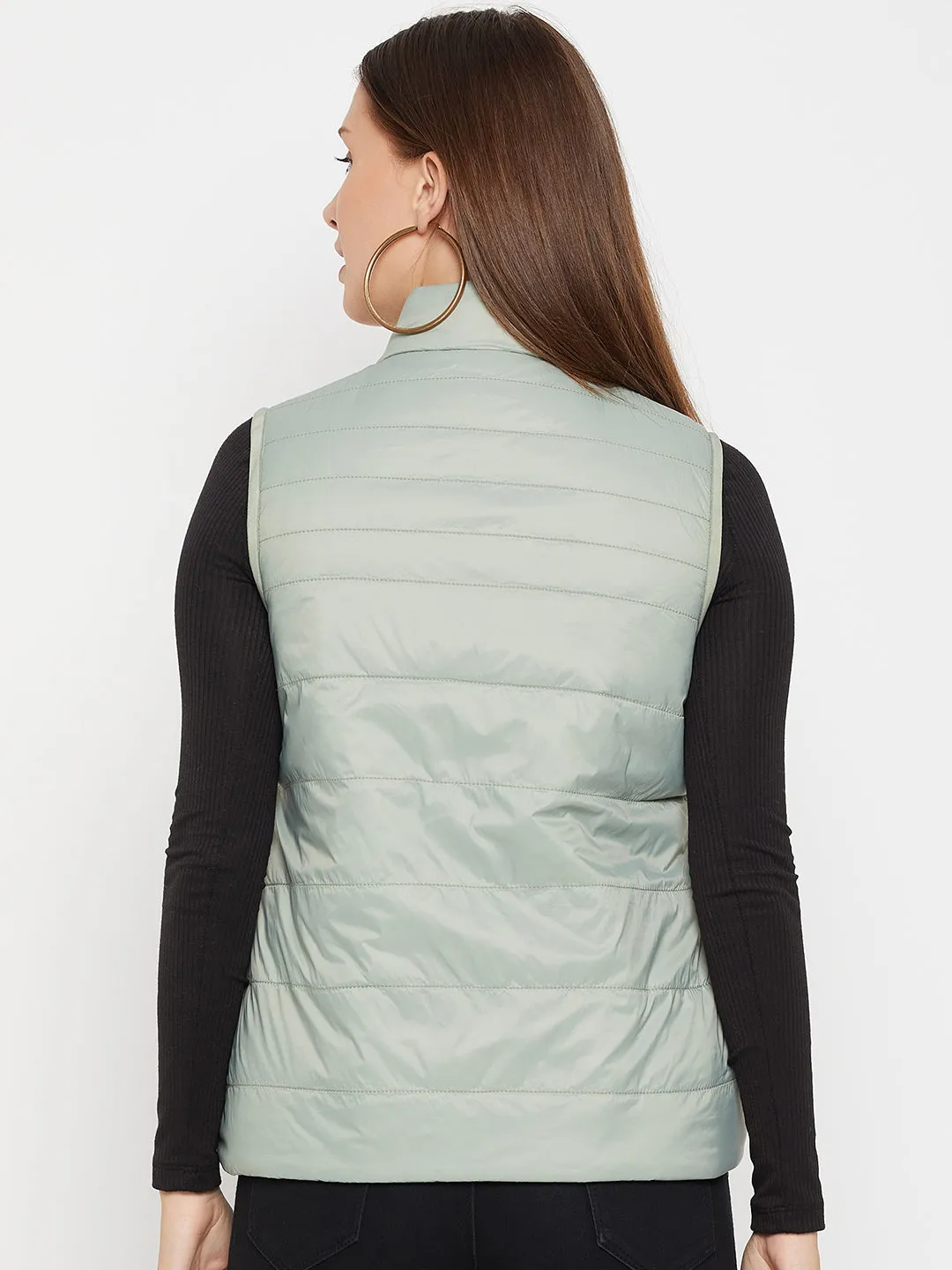 Women's Casual  Seagreen Quilted  Reversible Jacket