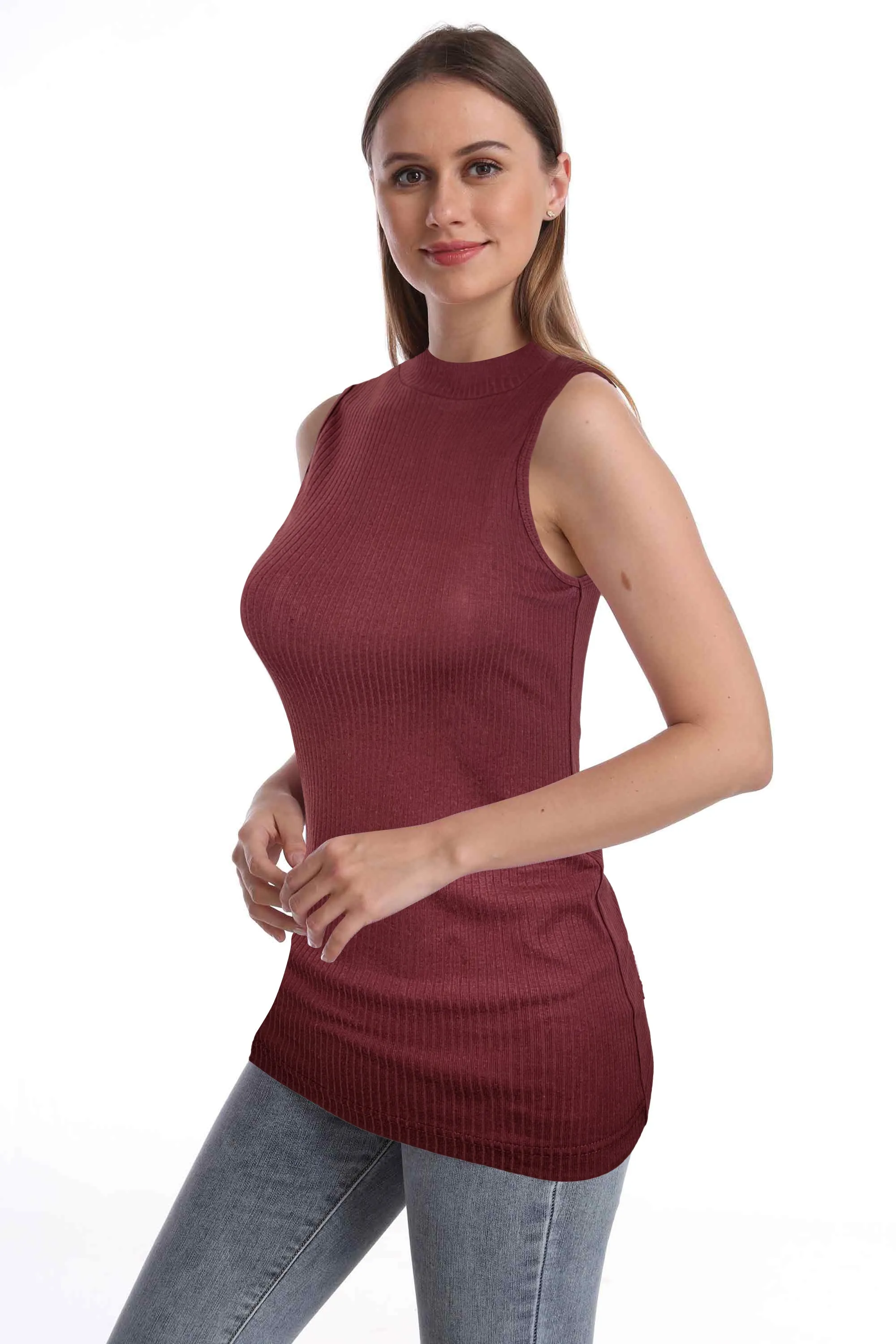 Women's Mock Neck Tank Tops | Cotton Blend | (3 Pack)