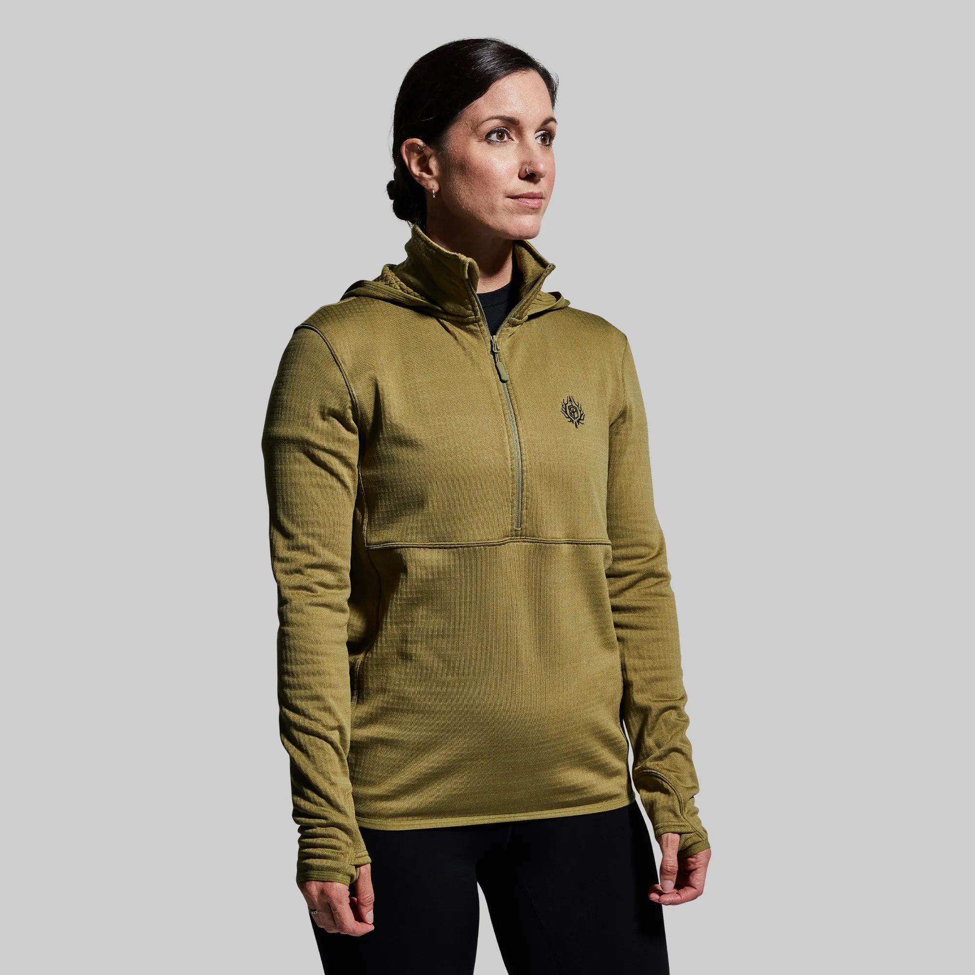 Women's Quiver Half Zip Hoodie (Deep Moss)