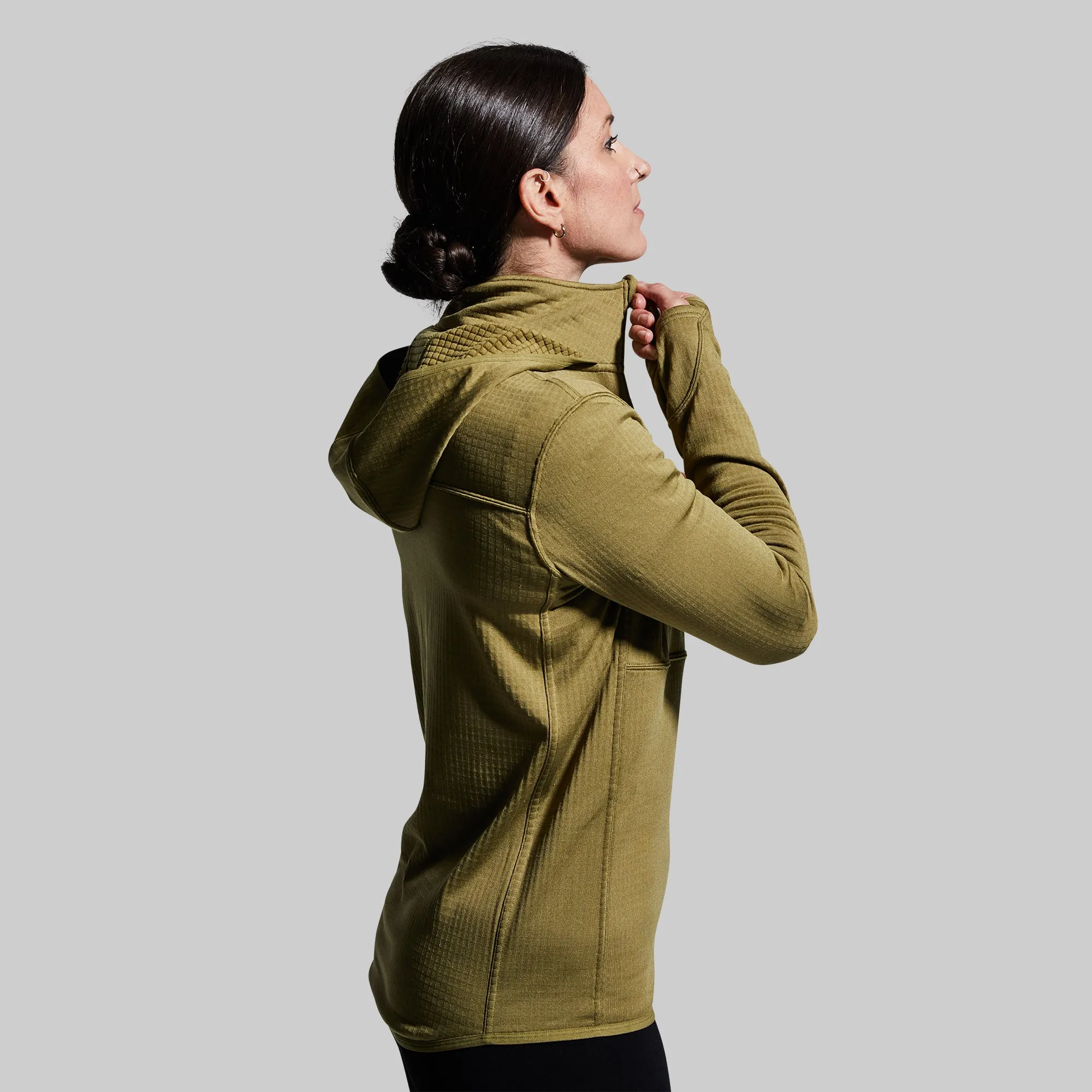 Women's Quiver Half Zip Hoodie (Deep Moss)