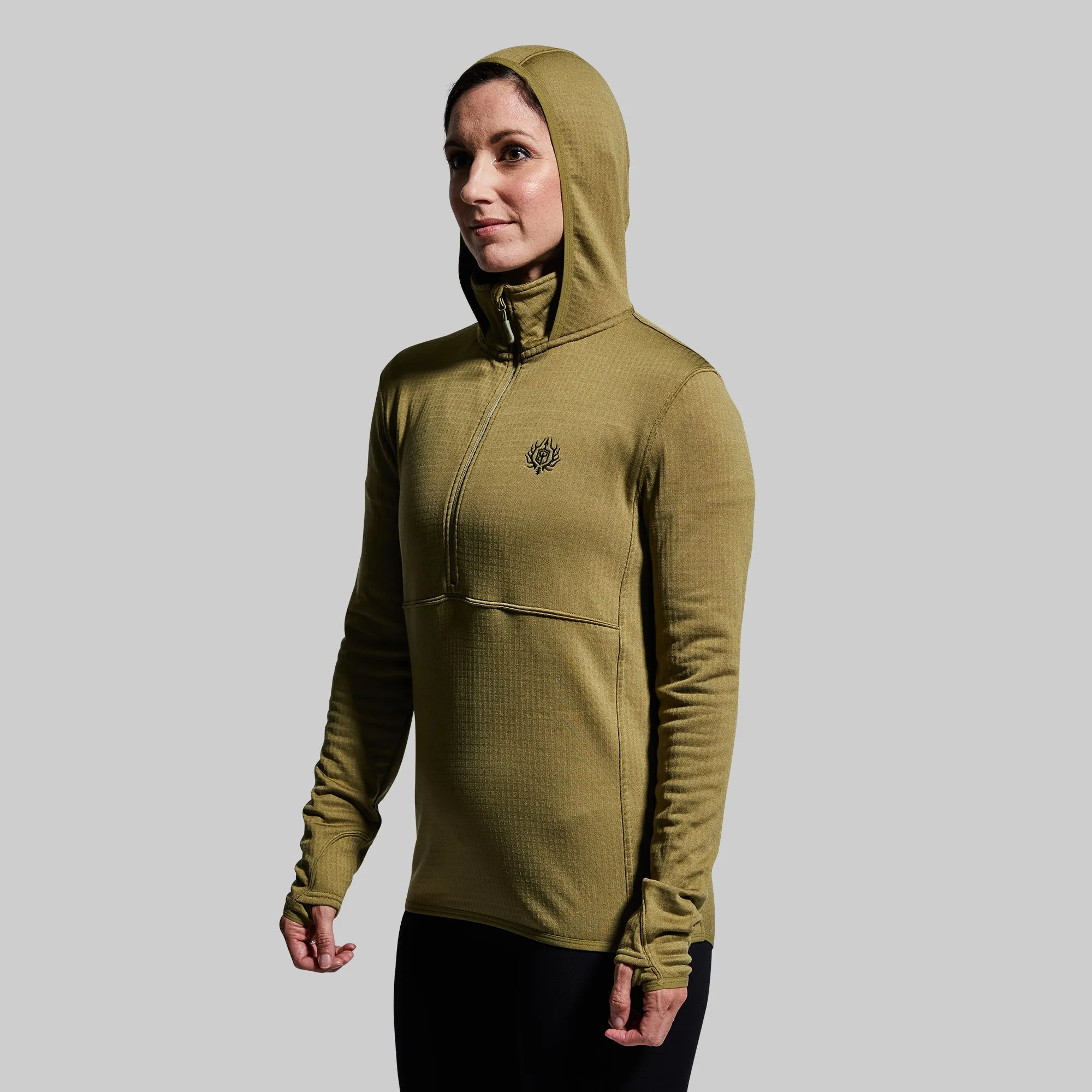 Women's Quiver Half Zip Hoodie (Deep Moss)