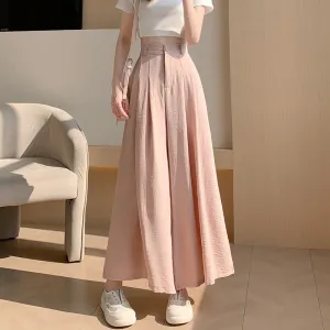 xiangtuibao Texture Sense Ice Silk Wide-Leg Pants Women's Summer New Thin Pants Small High Waist Drooping Casual Culotte