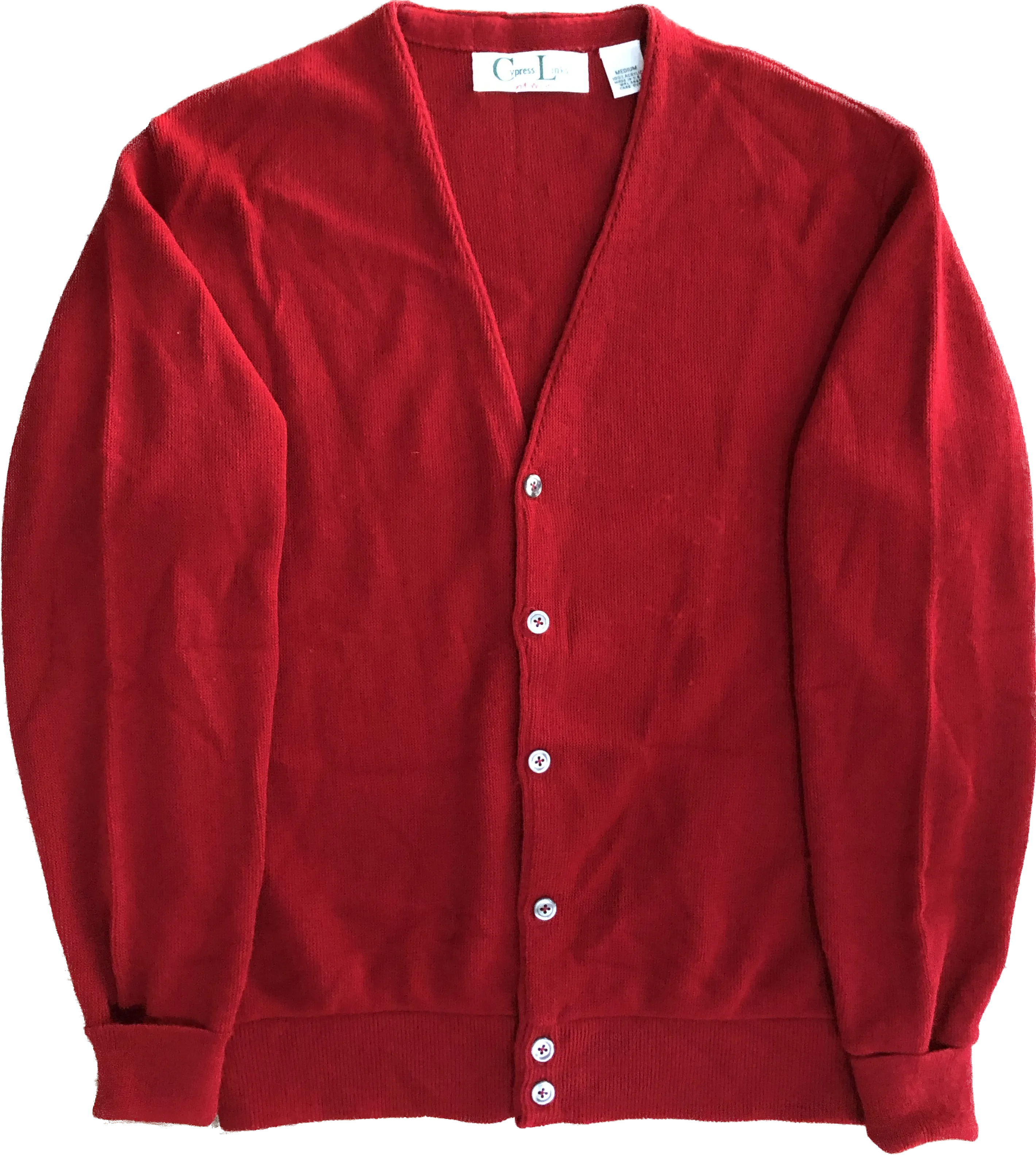 Y2K Cypress Links Red Knit Cardigan       M