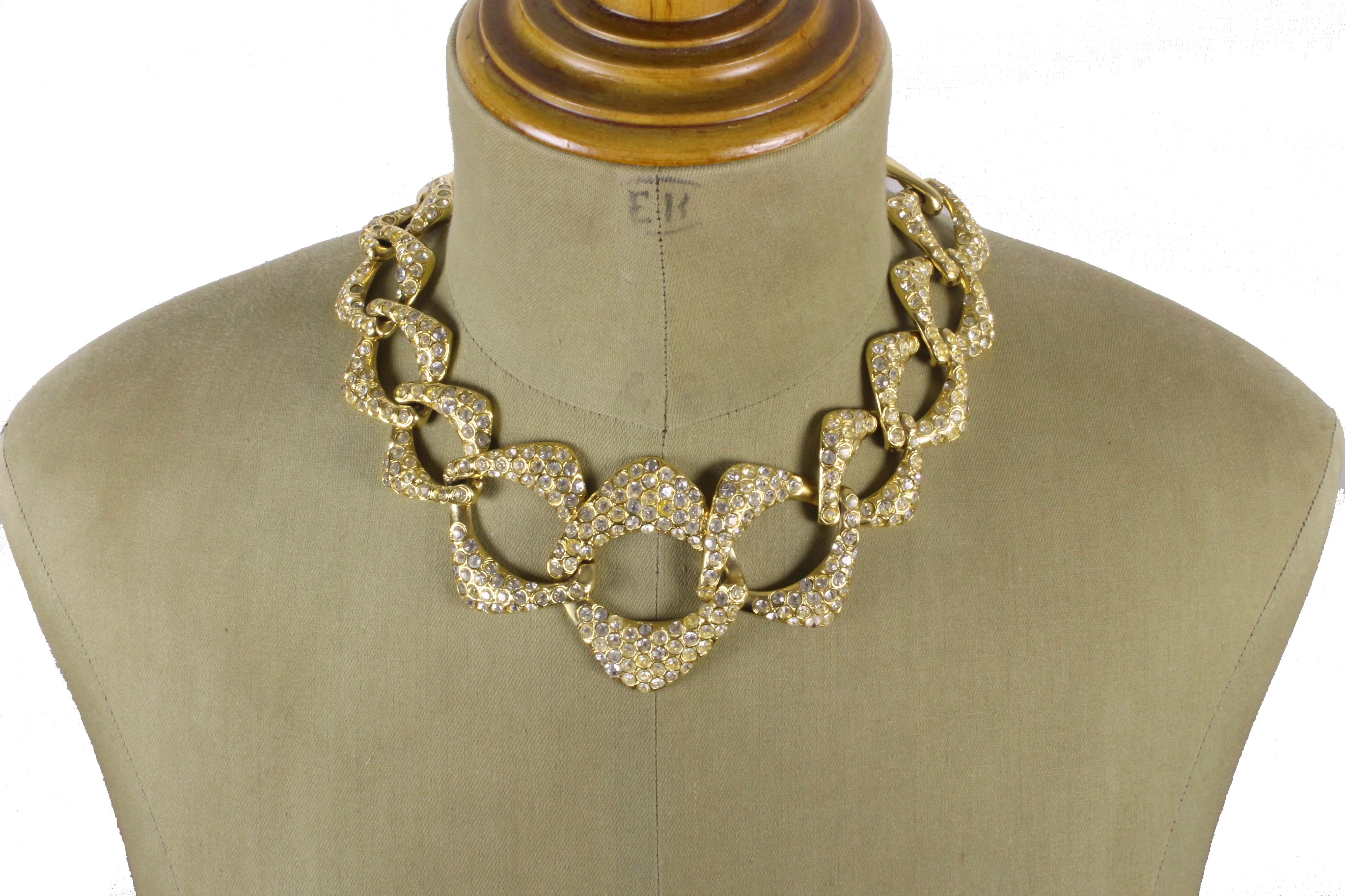 YVES SAINT LAURENT chunky chain rhinestones necklace