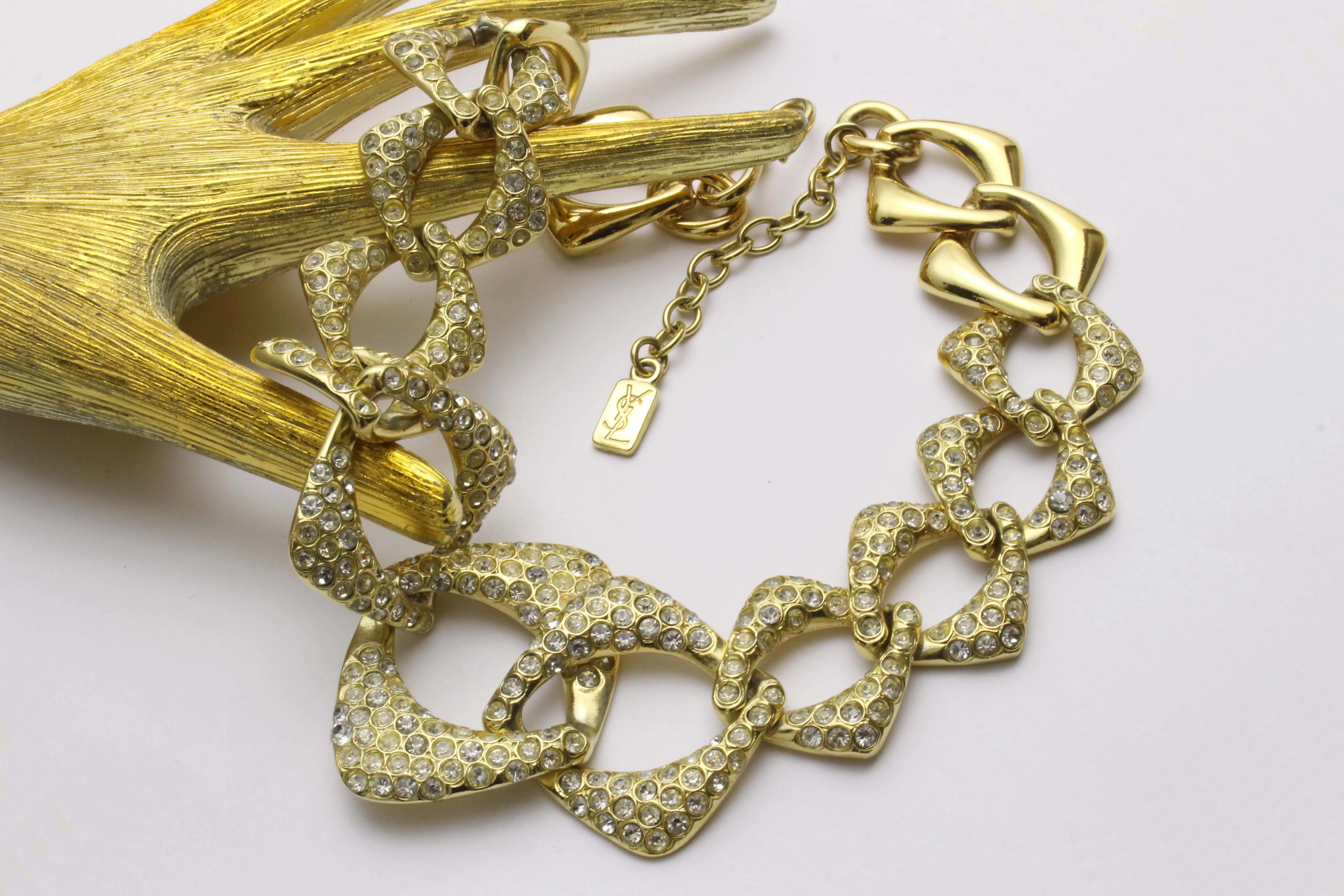 YVES SAINT LAURENT chunky chain rhinestones necklace